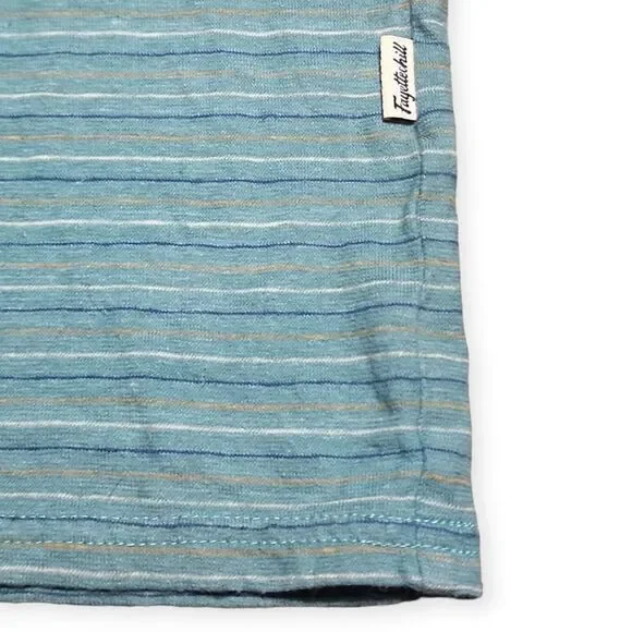 Fayettechill Men's‎ Hemp Blend Short Sleeve Striped Pocket T-Shirt Aqua S - Picture 7 of 8